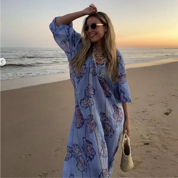 ZARA PRINTED 100% RAMIE TUNIC DRESS - Picture 10 of 16